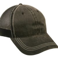 Brown Weathered Cotton Mesh Back Cap