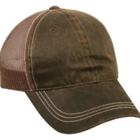 Brown Weathered Cotton Mesh Back Cap