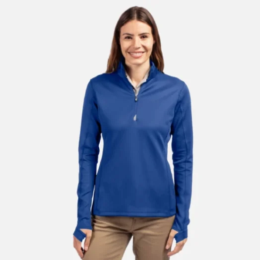 LCK00033 Cutter & Buck Traverse Stretch Eco Quarter Zip Womens Pullover