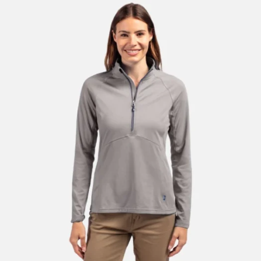 LCK00128 Cutter & Buck Adapt Eco Knit Stretch Recycled Womens Half Zip Pullover