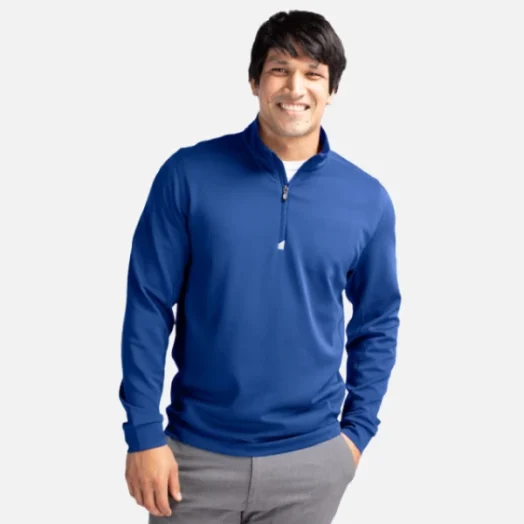 MCK00067 Cutter & Buck Traverse Stretch Eco Quarter Zip Mens Pullover